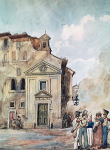 Fyra nationernas kyrka i Rom, av Achille Pinelli (1809-1841), Italien
