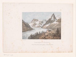 Utsikt över Mer de Glace och Montanvert-glaciären i Chamonix-dalen La mer de glace et le Montanvert (titel på objekt) Utsikt över Mont Blanc och Chamonix (serietitel) Museum du Mont Blanc (serietitel på föremål)