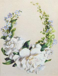 Blomstergirland (akvarell på papper) av Ada Hanbury