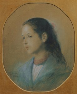 Dam med korallhalsband av Adalbert Franz Seligmann