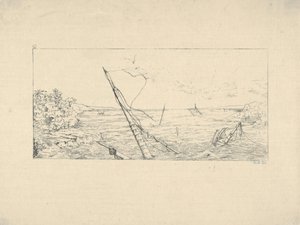 Stenblockad utanför Charleston, South Carolina från Confederate War Etchings, 1861-63.