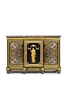 Louis XVI sidoskåp, beställt av Marchand-Mercier Claude-Francois Julliot, inkluderande Louis XIV intarsiapaneler, ca 1775-1800 (ormolu monterad, mässing & tenn inlagd ebenholts och sköldpaddashe av Adam (attr. to) Weisweiler