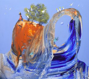 Kvinna betraktar den fridfulla bågen