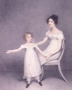 Lady Louth, dotter till den 13:e baronen Dunsany, med sin dotter