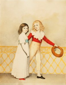 Porträtt av William Bellingham Budworth och hans syster Emma Mary, Small Full Length, on a Balcony, 1795