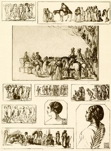 Runddanser, huvudstudier och grupper av figurer av Adam Elsheimer