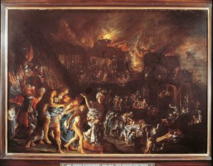 Brännandet av Troja, ca. 1604 (olja på koppar)