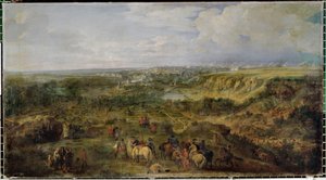 Utsikt över Luxemburg stad från Mansfeld-baden ... av Adam Frans van der (circle of) Meulen