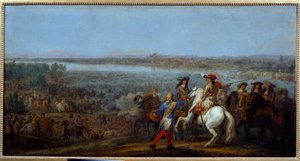 Holland War: "" passagen av Rhen den 12/06/1672"" Arméerna av kung Ludvig XIV (1638-1715) och Ludvig II av Bourbon, Prince of Conde (Bourbon-Conde) (Grand Conde) (1621- 1686) passerar Rhen till Tolhuis. Målning av Adam Frans van der Meulen (1632-90) M av Adam Frans van der Meulen