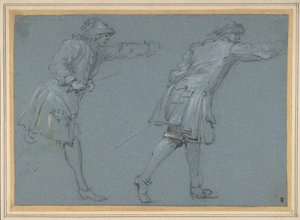 Studie av två soldaters svärdskamp, 1600-talet. av Adam Frans van der Meulen