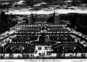 Chateau de la Rochefoucauld i Liancourt; teckning av Perelle. av Adam Perelle