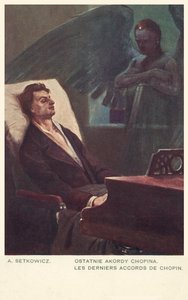 The Last Chords of Chopin (färg litho) av Adam Setkiewicz
