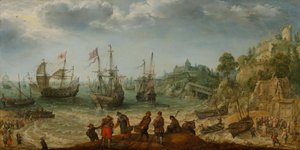 Skickas utanför en Klippiga kusten, 1621
