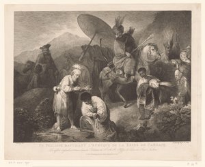 De doop van de kamerling genom Philippus Den helige Filip döper eunucken av drottningen av Candace (titel på objektet) av Adam von Bartsch