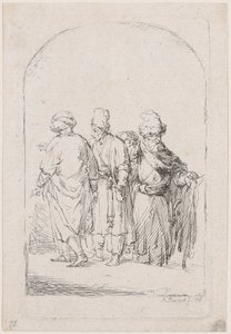 Grupp om fyra stående män i orientalisk kostym, 1795.