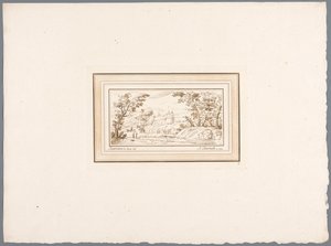 Flodlandskap med muren av en fästning Tryck efter teckningar av Guercino förvarade i Hofbibliothek i Wien (serietitel) Recueil d