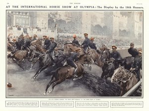 Utställning av de 18:e husarerna vid International Horse Show i Olympia, London, 1914 av Addison Thomas Millar