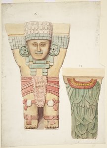 Caryatid IX, som visar fram- och bakvyer (bakifrån i mindre skala) (akvarell) av Adela Breton