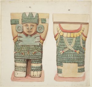 Caryatid X, som visar fram- och bakvyer (akvarell) av Adela Breton