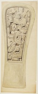 Stenrelief från Veracruz, Mexiko (akvarell och grafit) av Adela Breton