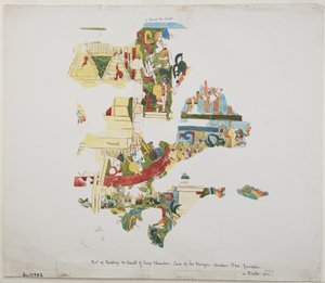 Väggmålning från ett valv i en stor kammare på Casa de Monjas, Chichen Itza, Yucatan, Mexiko (akvarell) av Adela Breton