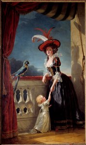 Porträtt till fots av Louise Elisabeth av Frankrike (dotter till Ludvig XV) hertiginnan av Parma (1727-1759) och hennes son Don Ferdinand (1751-1802) Målning av Adelaide Labille Guiard (1749-1803) 1788 Sön. 2,72x1,6 m