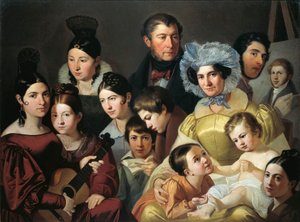 Familjen Malatesta 1835 av Adeodato Malatesta, olja på duk
