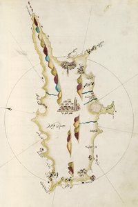 Karta över ön Cypern, illustration från Portolano-atlas, av amiral Piri Reis (1465-1470 - 1553-1554) av Admiral Piri Reis