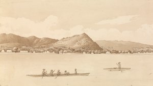 "Apia Bay, Upolu, NavigatorsIslands [Samoa] 18 september 1849 av Admiral Sir Edward Gennys Fanshawe