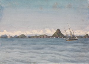"Yttre ankarplats i lugnt väder, Mazatlan [Mexiko], 17 augusti 1850
