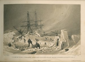 Besättningen på H.M.S. Terror som fullbordar snöväggarna under en kraftig kuling av Admiral William Henry Smyth