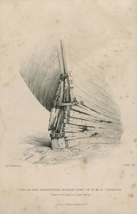 Vy över den brutna akterstolpen på H.M.S. Terror : tagen på stranden vid Lough Swilly av Admiral William Henry Smyth