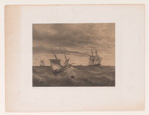 Segelbåtar på det vilda havet av Adolf Carel Nunnink