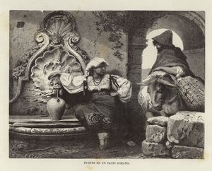 Fontän på en romersk innergård av Adolf Closs