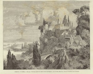 Grekland och Rom - Rom: Landskap vid havet vid Cape Miseno med Vesuvius i bakgrunden.