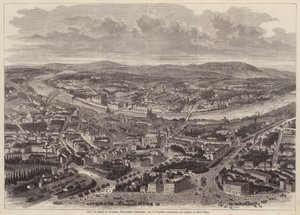 Fågelperspektiv av Basel, Schweiz (gravyr) av Adolf Eltzner