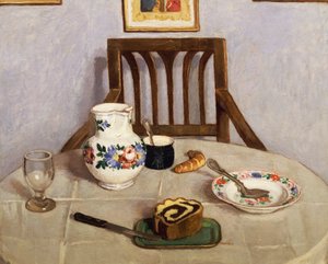 Stilleben med focaccia av Adolf Fenyes