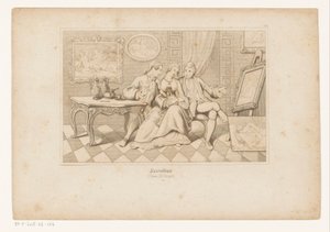 Casanova och hertigen av Matalone tittar på erotisk konst med Leonilde av Adolf Gnauth