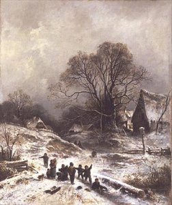 Barn som leker i snön