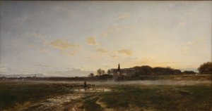 Theresienwiese med Bavaria i kvällsljus