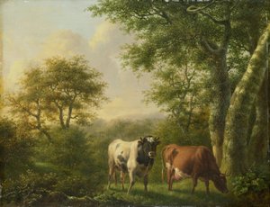 Landskap med boskap av Adolf Karel Maximiliaan Engel