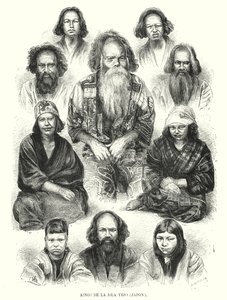 Ainu-folk i norra Japan (litho) av Adolf Neumann