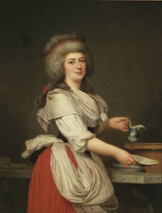 Adelaide Augie (eller Auguier), piga till drottningen som mejeri vid Trianon - Madame Adelaide Aughie, vän till drottning Marie Antoinette, som mejeristi vid Trianon, av Wertmuller, Adolf Ulrik (1751-1811). olja på duk