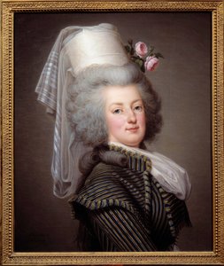 Porträtt av Marie Antoinette de Lorraine-Habsburg, Frankrikes drottning (1755-1793), i en Amazonklänning - Målning av svenske Adolf Ulrich Wertmuller (1751 - 1811)