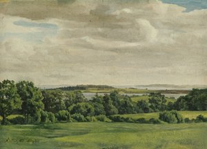 Landskap i Holstein, 1827 (olja på papper monterad på kort)
