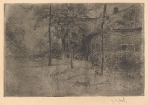Halmtak bondgård av Adolf le Comte (signed by artist)