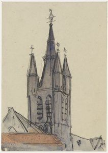 Tornet i den gamla kyrkan i Delft