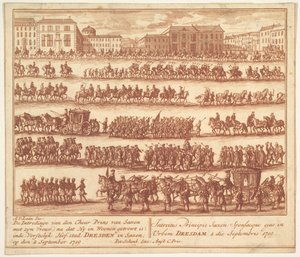 Prinsen av Sachsen med sin hustrus inresa i Dresden den 2 september 1719, af..., ca. 1700-1755.