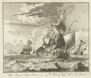 Sillröret seglar hem, ca 1725 Den Buysch Seyld Binnen / The Herring Busse Sail