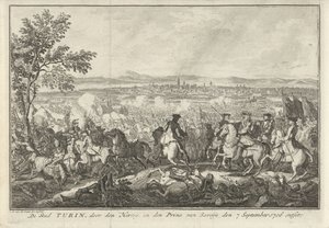 Relief av Turin, 1706 Staden Turin, skändad av hertigen och prinsen av Savojen den 7 september 1706 (titel på objektet)